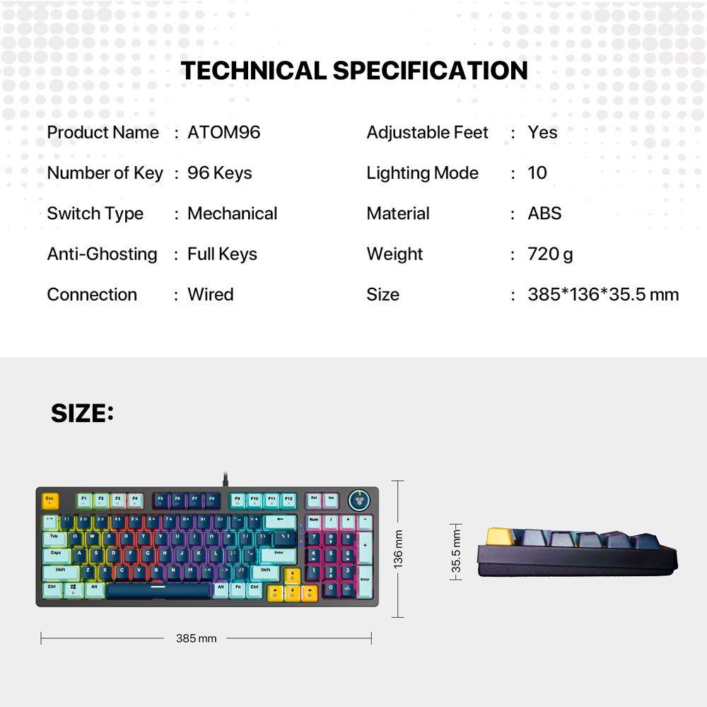Teclado Fantech MK890V2 ATOM96 MIZU Navy (Switch Red)-9