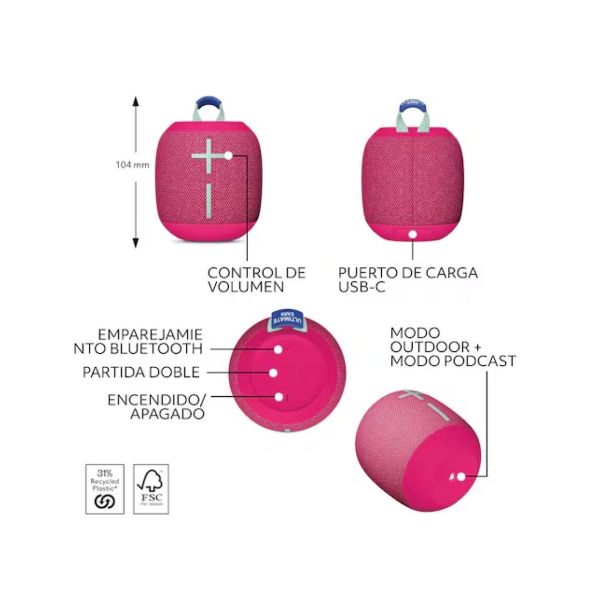 Parlante Logitech Wonderboom 4 HYPER PINK-2