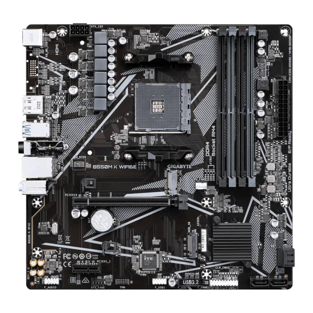 Placa Madre Gigabyte B550M K WIFI6E AM4 DDR4 Micro-ATX-1