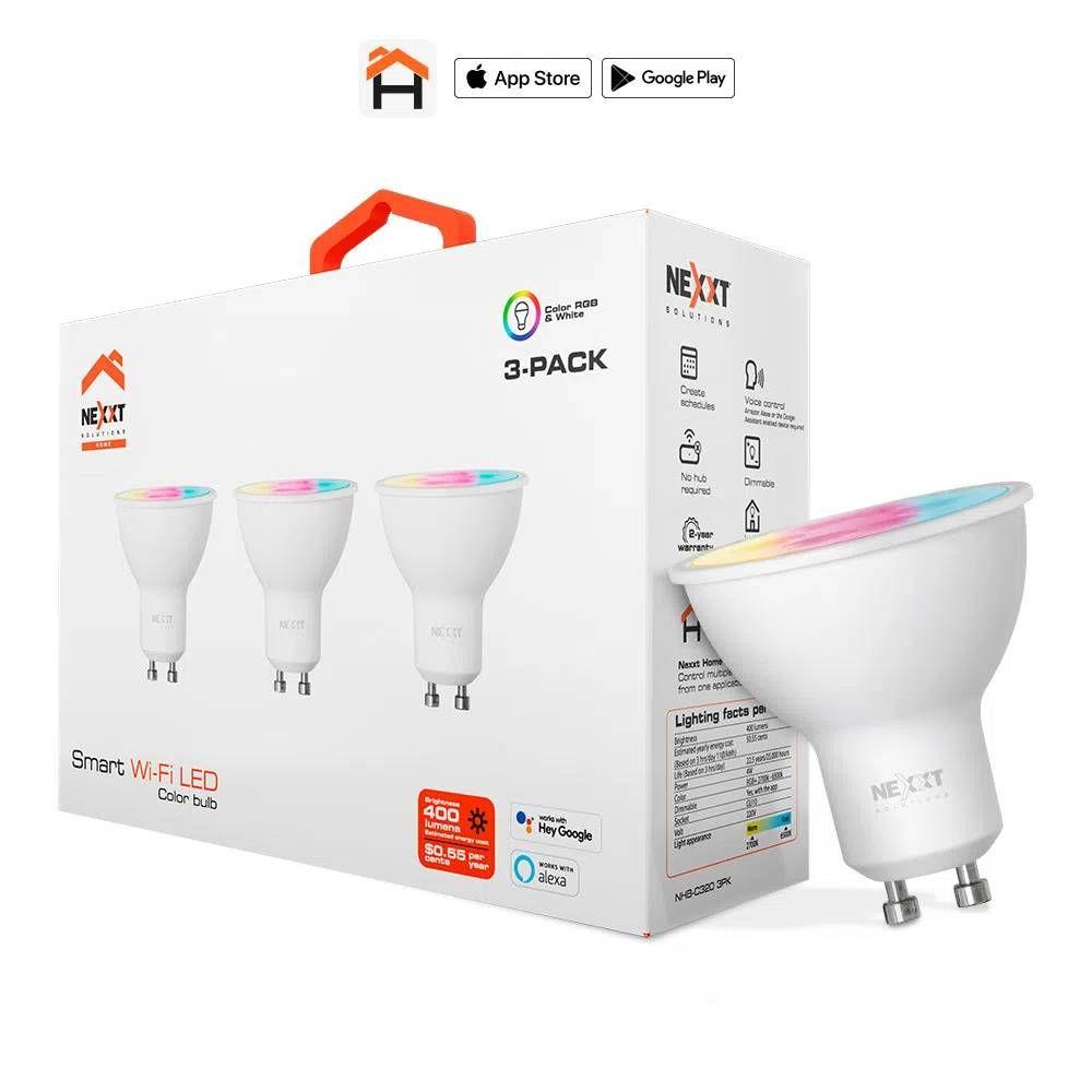Pack de 3 Ampolletas Smart LED Wi-Fi 220V Nexxt GU10-0