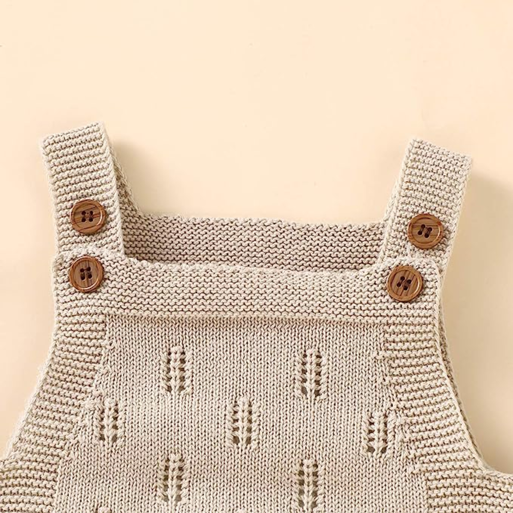 Enterito para Bebe Knit sin Mangas con Sombrero 70cm Caqui-4