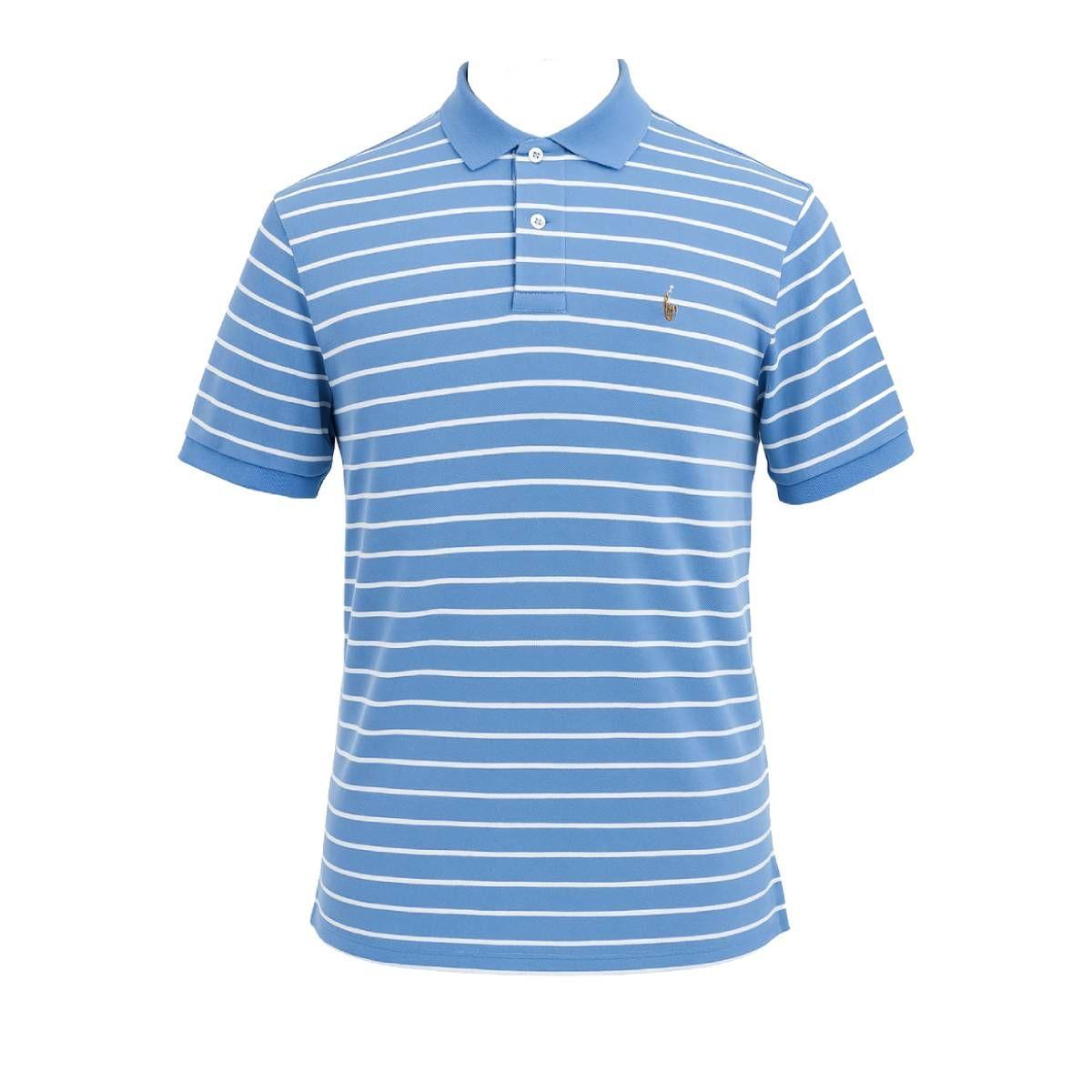 Polera Polo Ralph Lauren Celeste/lineas Blancas Cuello M-0