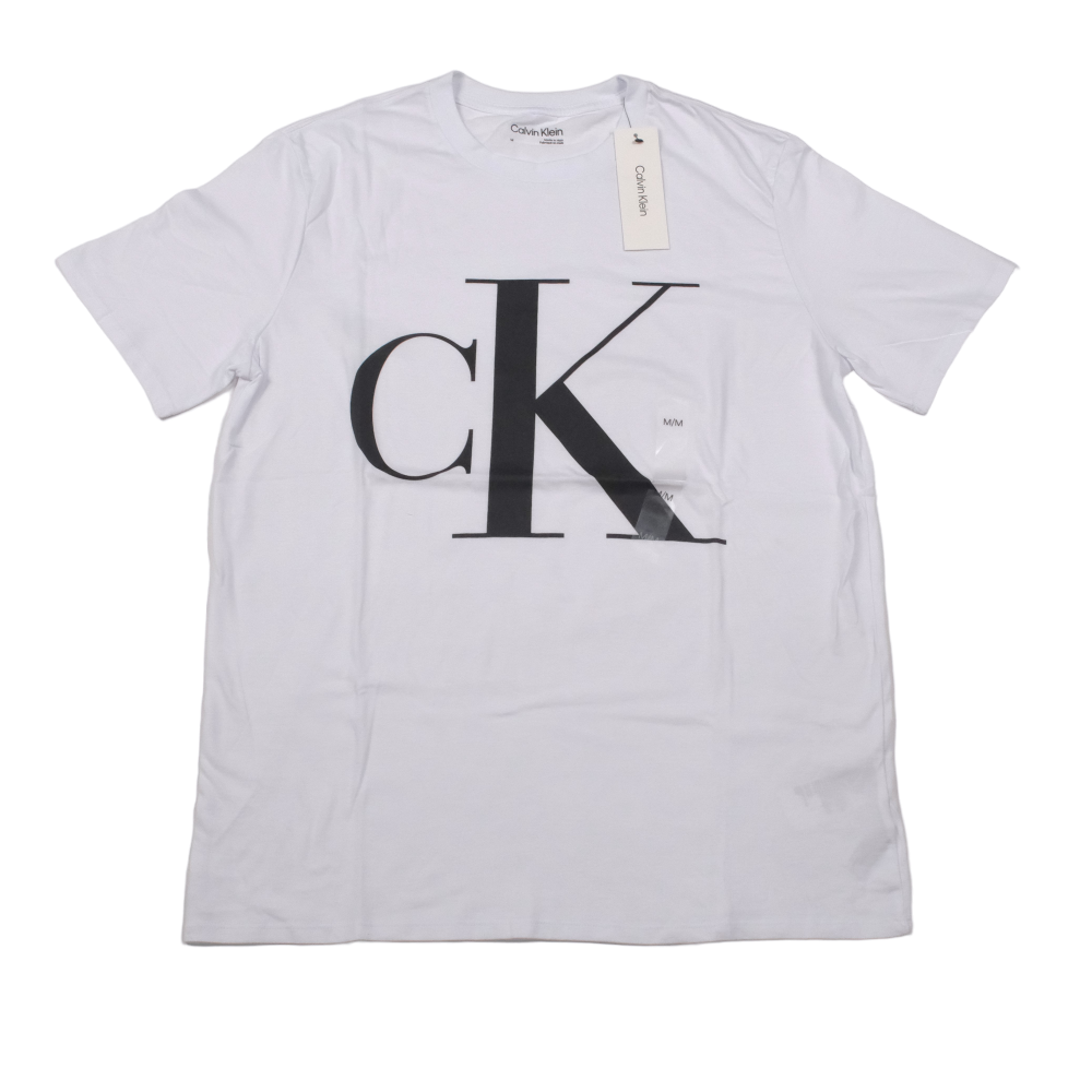 Polera Hombre Calvin Klein Blanca Logo Negro Talla 2XL-0