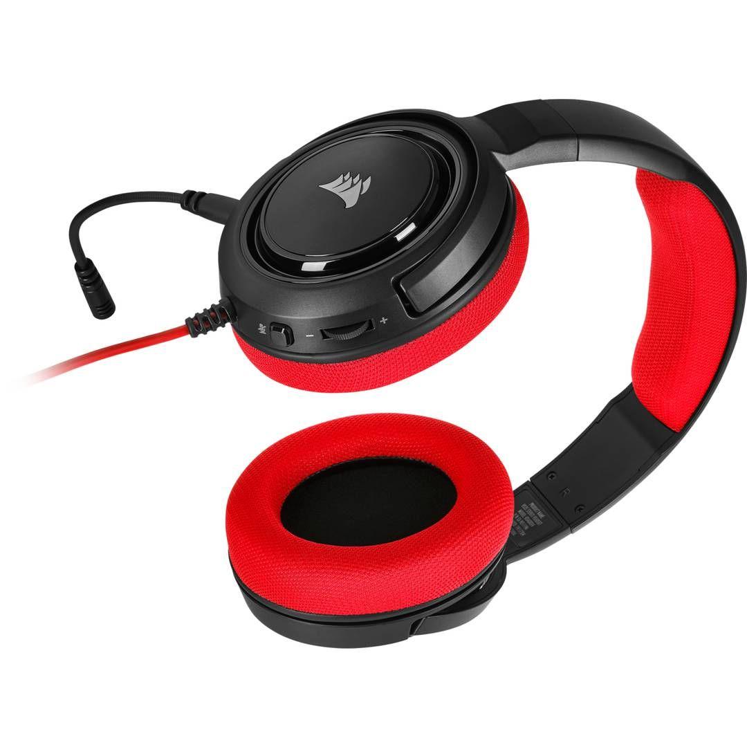 Audífonos Alámbricos Gaming CORSAIR HS35 Negro y Rojo-2