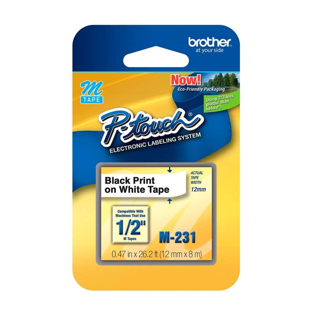 Cinta Etiqueta Blanca Brother M231 - Texto Negro-0