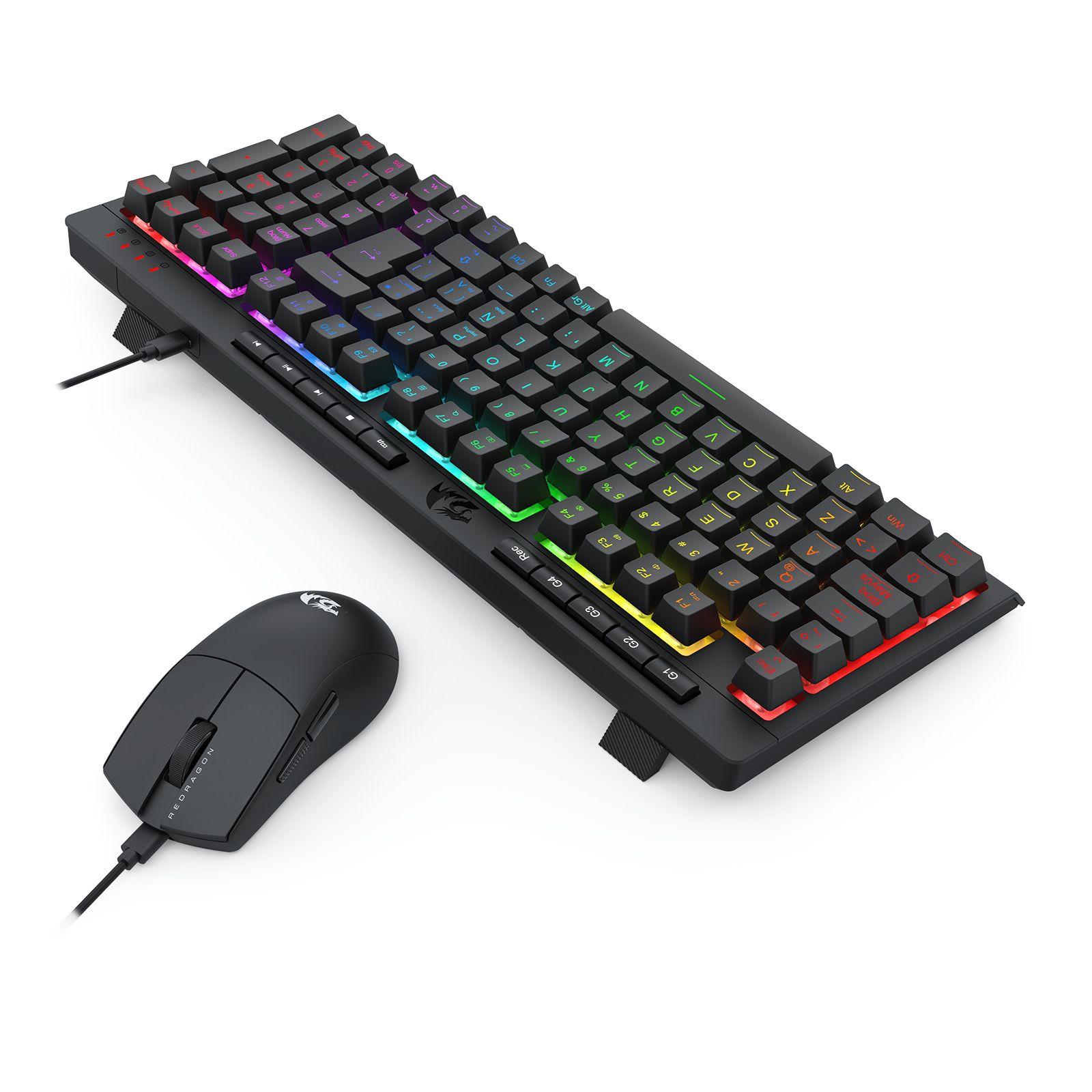 Kit Teclado y Mouse Gamer Redragon S147 Combo 4 en 1-3