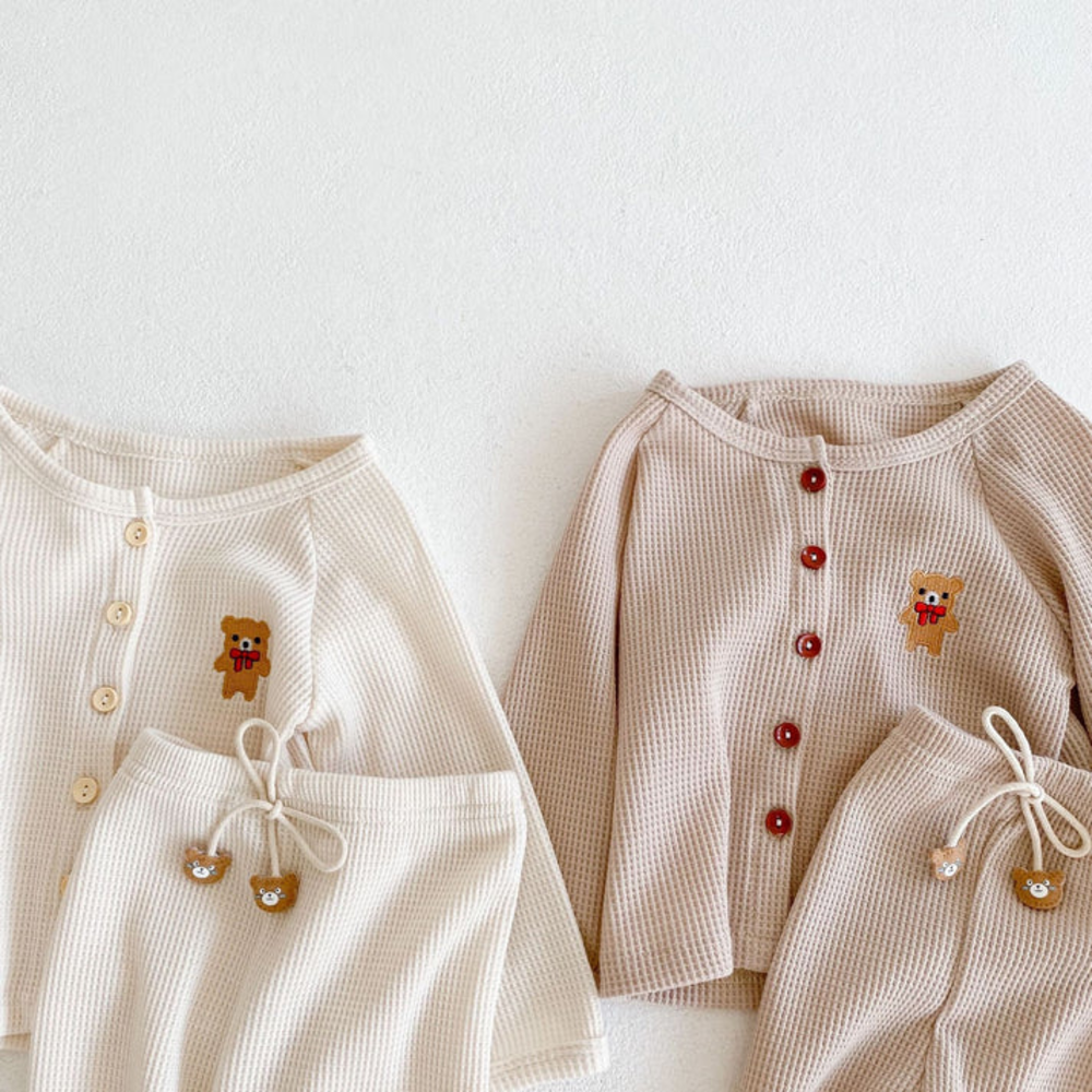 Pijama de bebé de 2 piezas 100 cm Beige-2