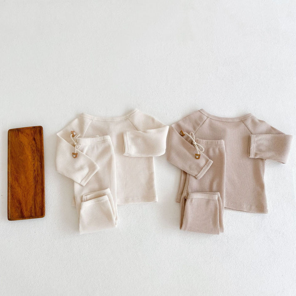 Pijama de bebé de 2 piezas 100 cm Beige-3