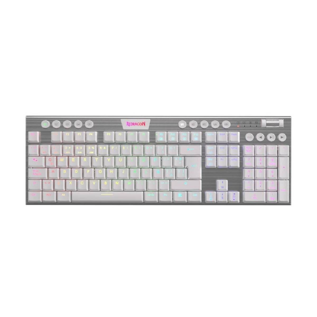 Teclado Mecánico Redragon Horus FS K619SP Blanco Sw Red Rgb-0