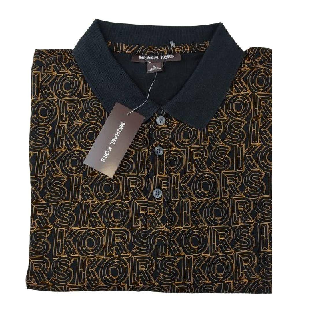 Polera MK Negra Con Cuello Y Letras Café Talla M-2