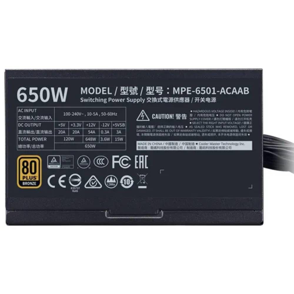 Fuente de Poder Cooler Master MWE 650W 80 Plus Bronze-2