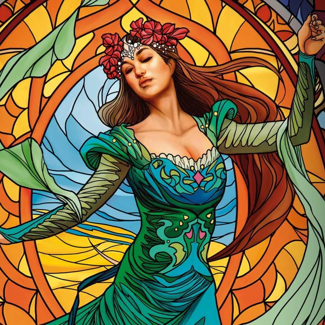 Playmat Topdeck Colección Vitrales - Doncella-2