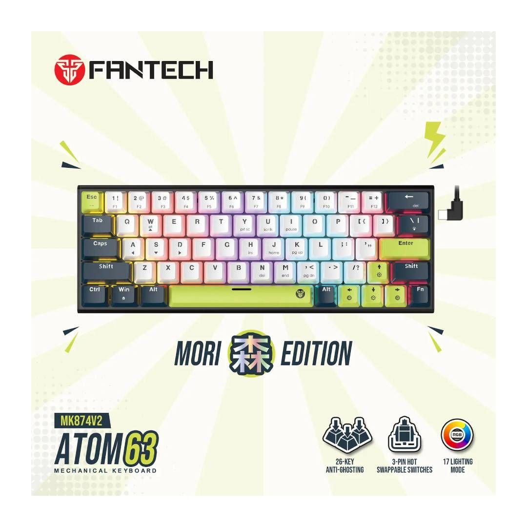 Teclado Fantech MK874V2 ATOM63 MORI White (Switch Rosie)-3