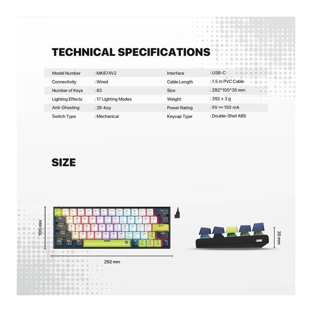 Teclado Fantech MK874V2 ATOM63 MORI White (Switch Rosie)-4