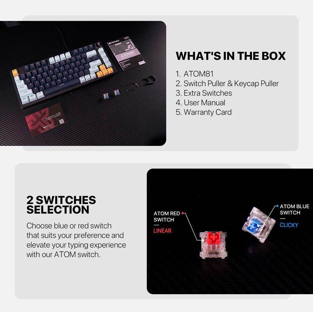 Teclado Fantech MK875V2 ATOM81 Mizu Edition Navy Switch Red-7