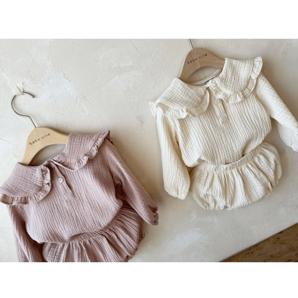 Ropa algodón orgánico niñas recién nacidas 2pcs 73 cm Rosado-4