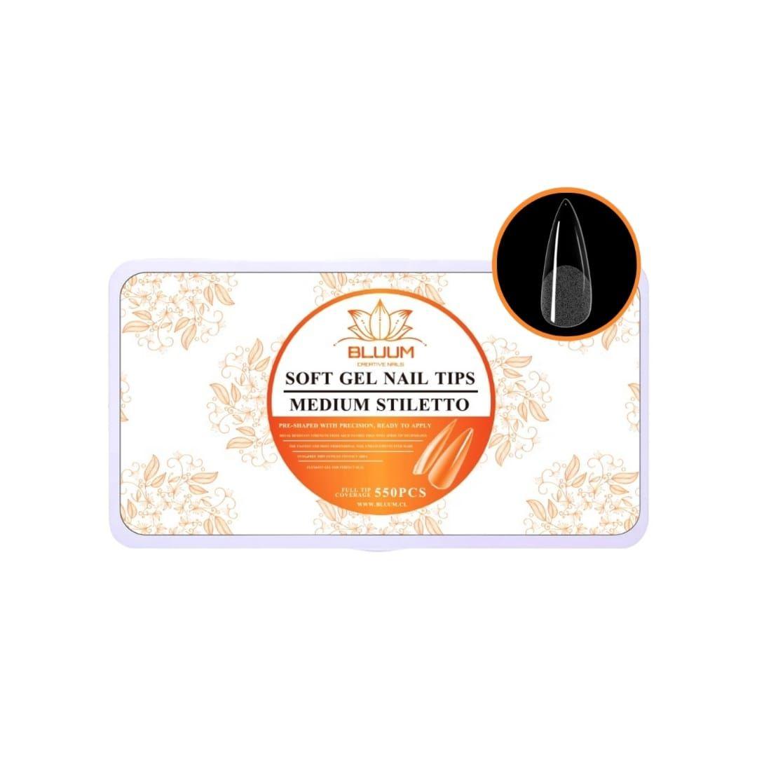 Tips Soft Gel Bluum Medium Stiletto und Prelimadas 550 Und-0