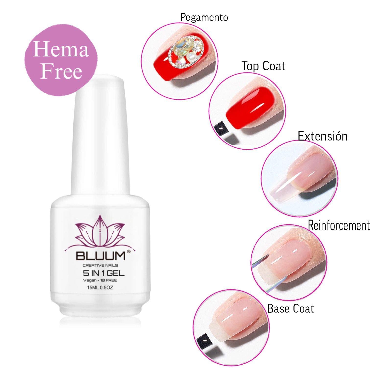 Esmalte 5en1 Base Top Pegamento Reinforcement Extensión 15ml-2