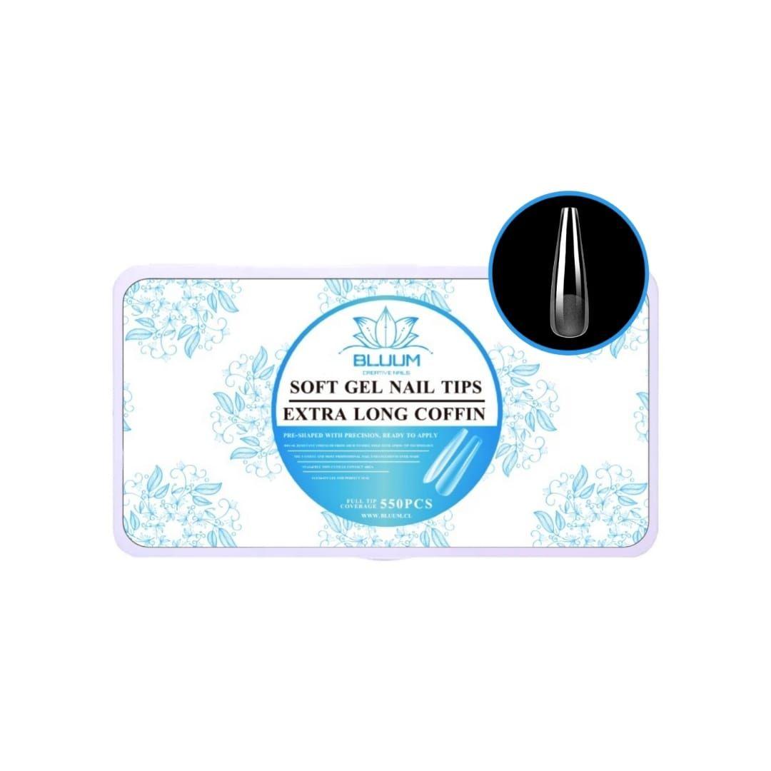 Tips Soft Gel Bluum Extra Long Coffin 550 und (Prelimadas)-0