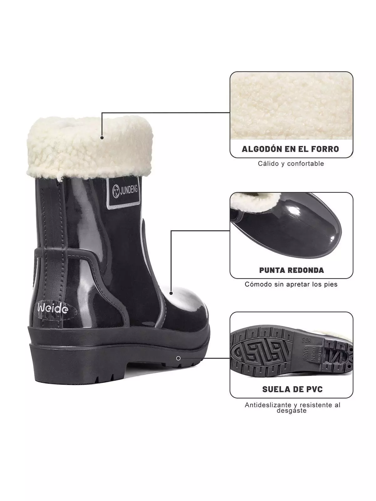 Botín De Agua Mujer Pvc Casual Impermeable  Weide GH161-7