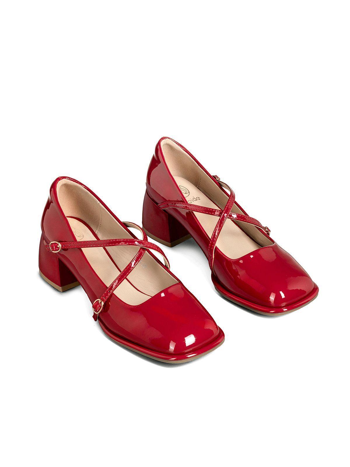 Zapato Mary Jane Burdeo Charol Elegante Mujer Weide YL65-5