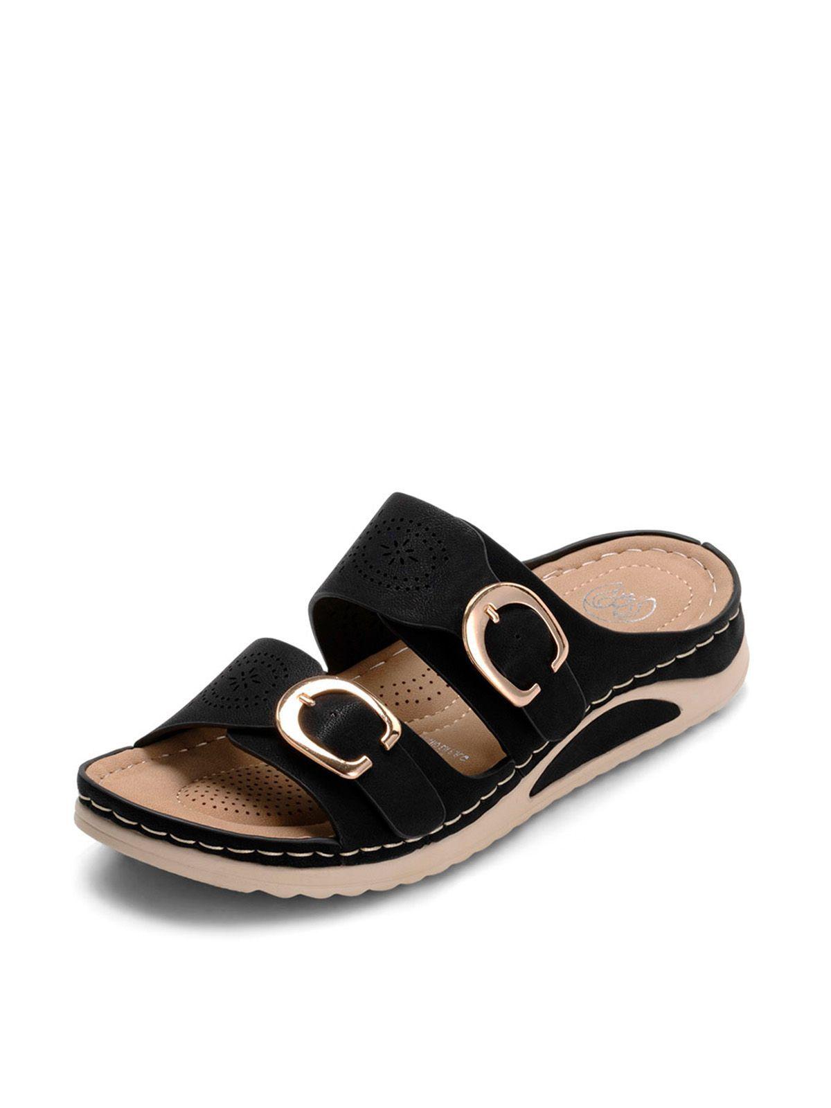 Sandalia Plana Casual Mujer Negra Weide JN31-0