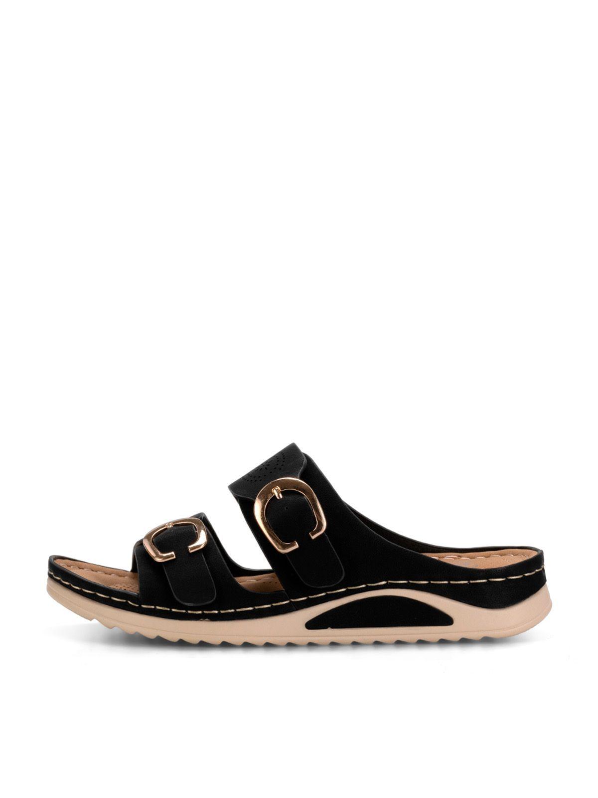 Sandalia Plana Casual Mujer Negra Weide JN31-1