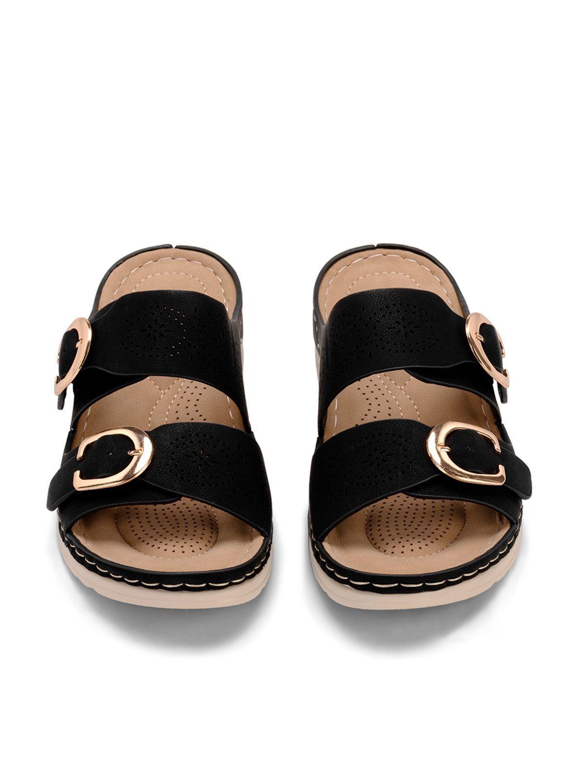 Sandalia Plana Casual Mujer Negra Weide JN31-2