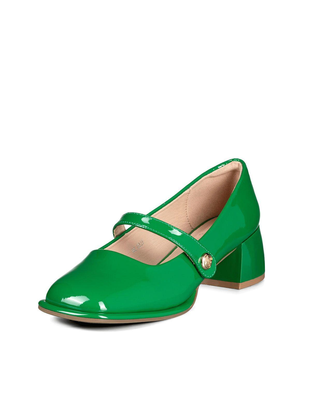 Zapato Mary Jane Verde Charol Elegante Mujer Weide YL56-0