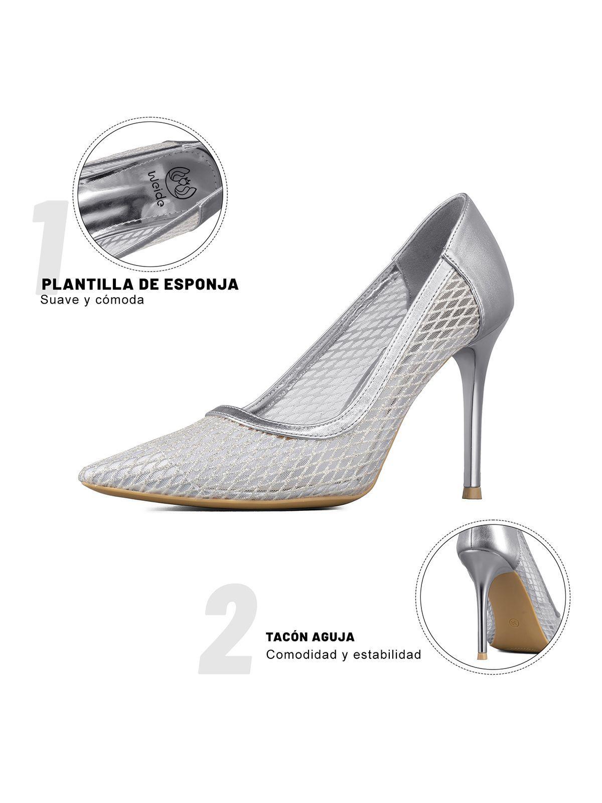 Zapato Taco Alto Elegante Malla Moda Mujer Weide GHE36-9