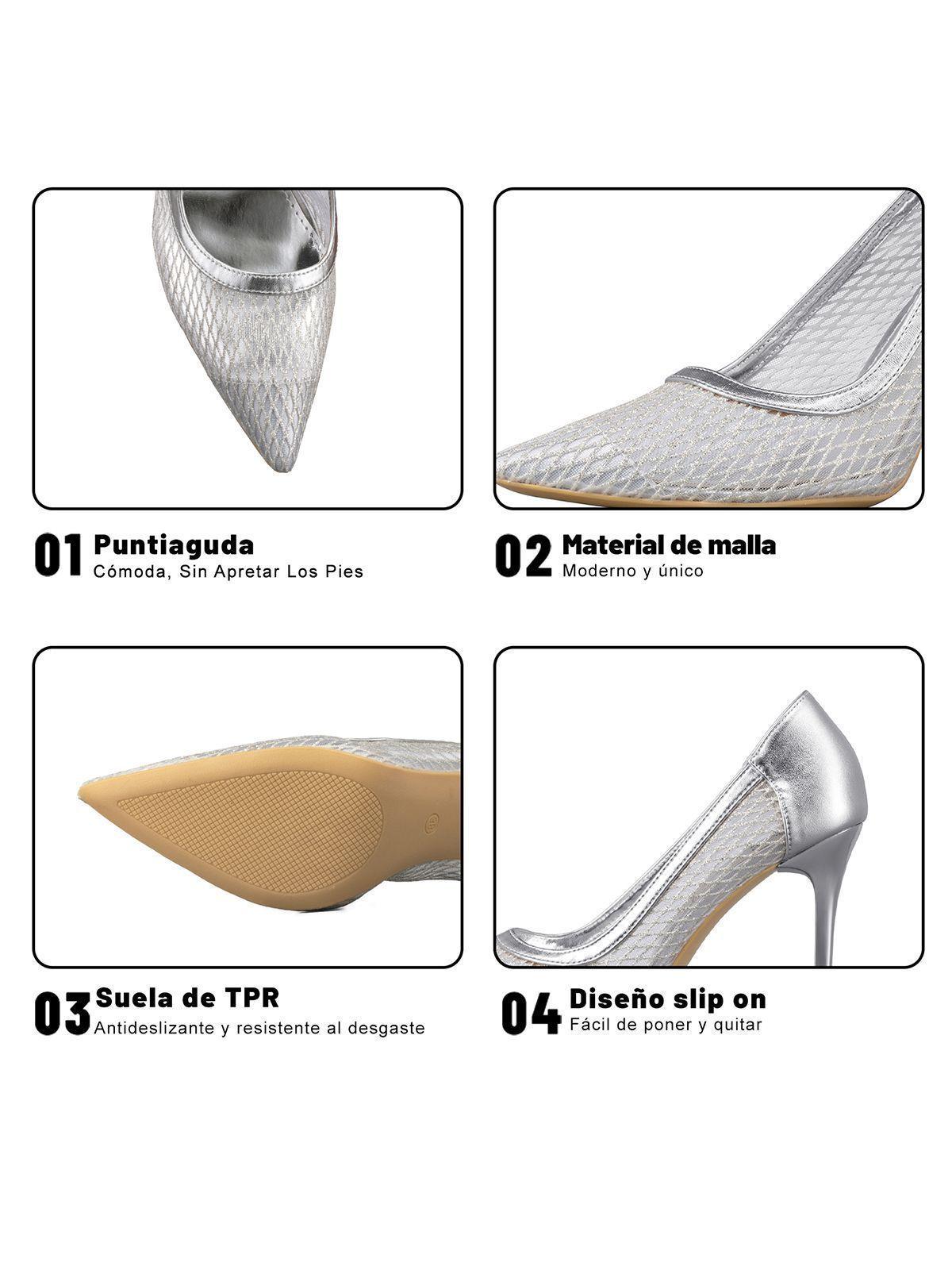 Zapato Taco Alto Elegante Malla Moda Mujer Weide GHE36-8