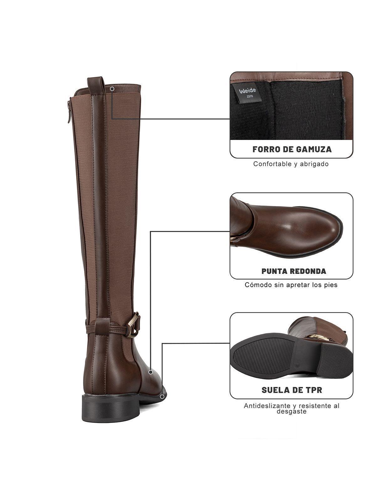 Bota Larga Mujer Casual Eco Cuero Moda Clasico Weide ZS70-8