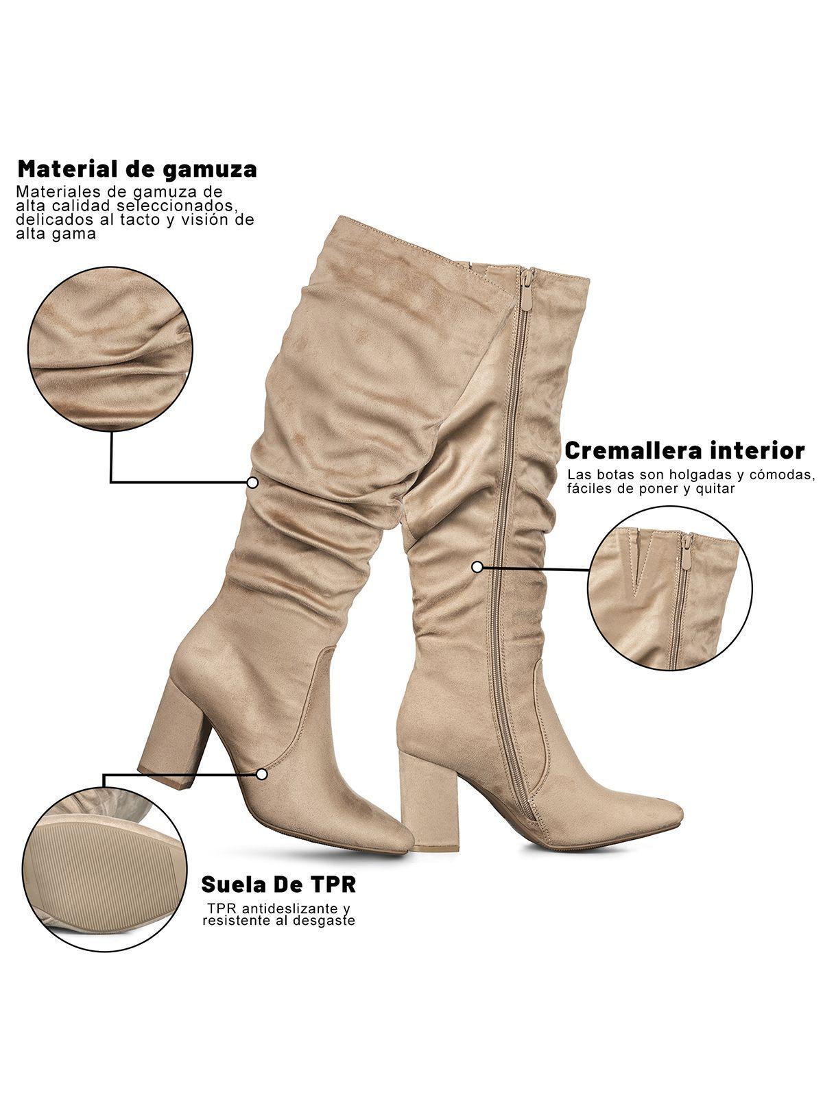 Botas Largas Mujer Casual Gamuza Tacon Grueso Weide HX512-7