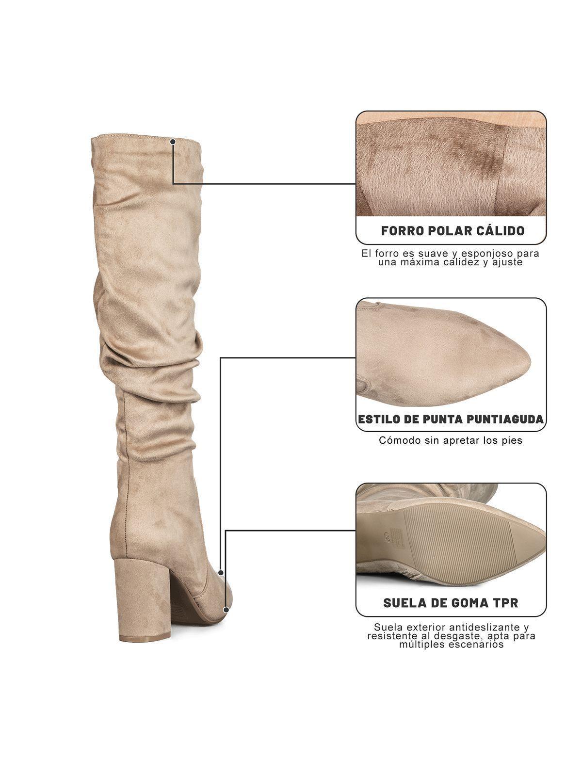 Botas Largas Mujer Casual Gamuza Tacon Grueso Weide HX512-8