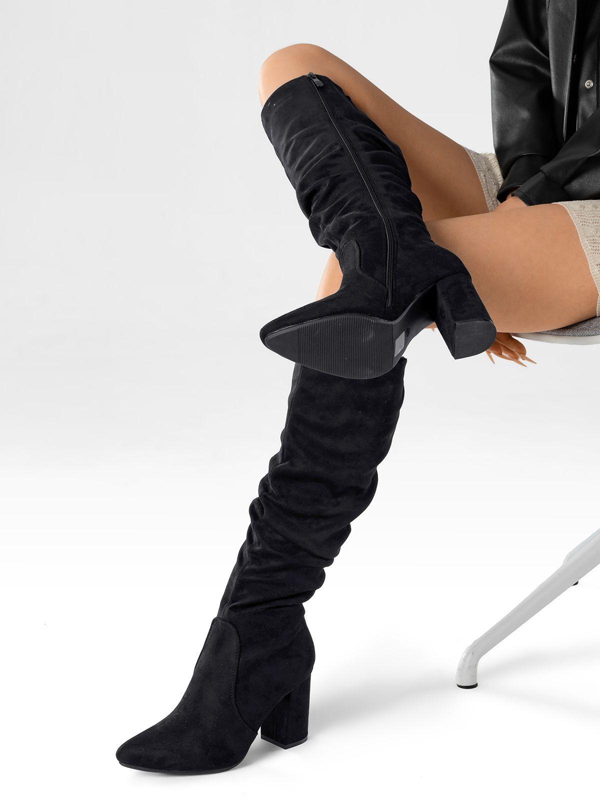 Botas Largas Mujer Casual Gamuza Tacon Grueso Weide HX512-1