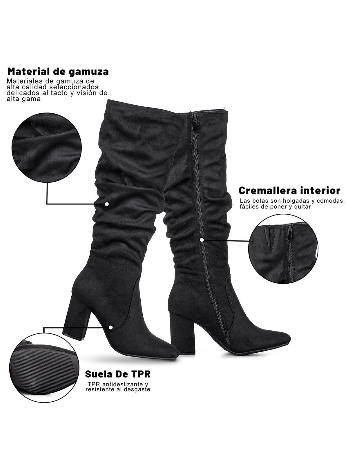 Botas Largas Mujer Casual Gamuza Tacon Grueso Weide HX512-7