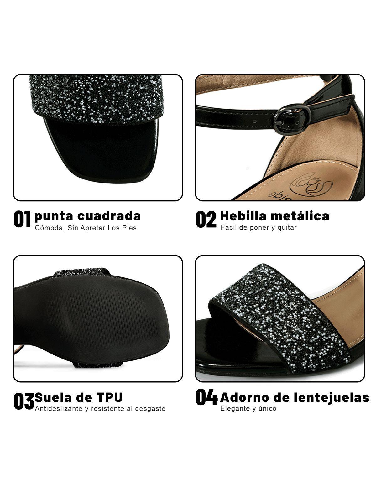 Sandalia Taco Grueso Punta Cuadrada Mujer Weide GH176-8