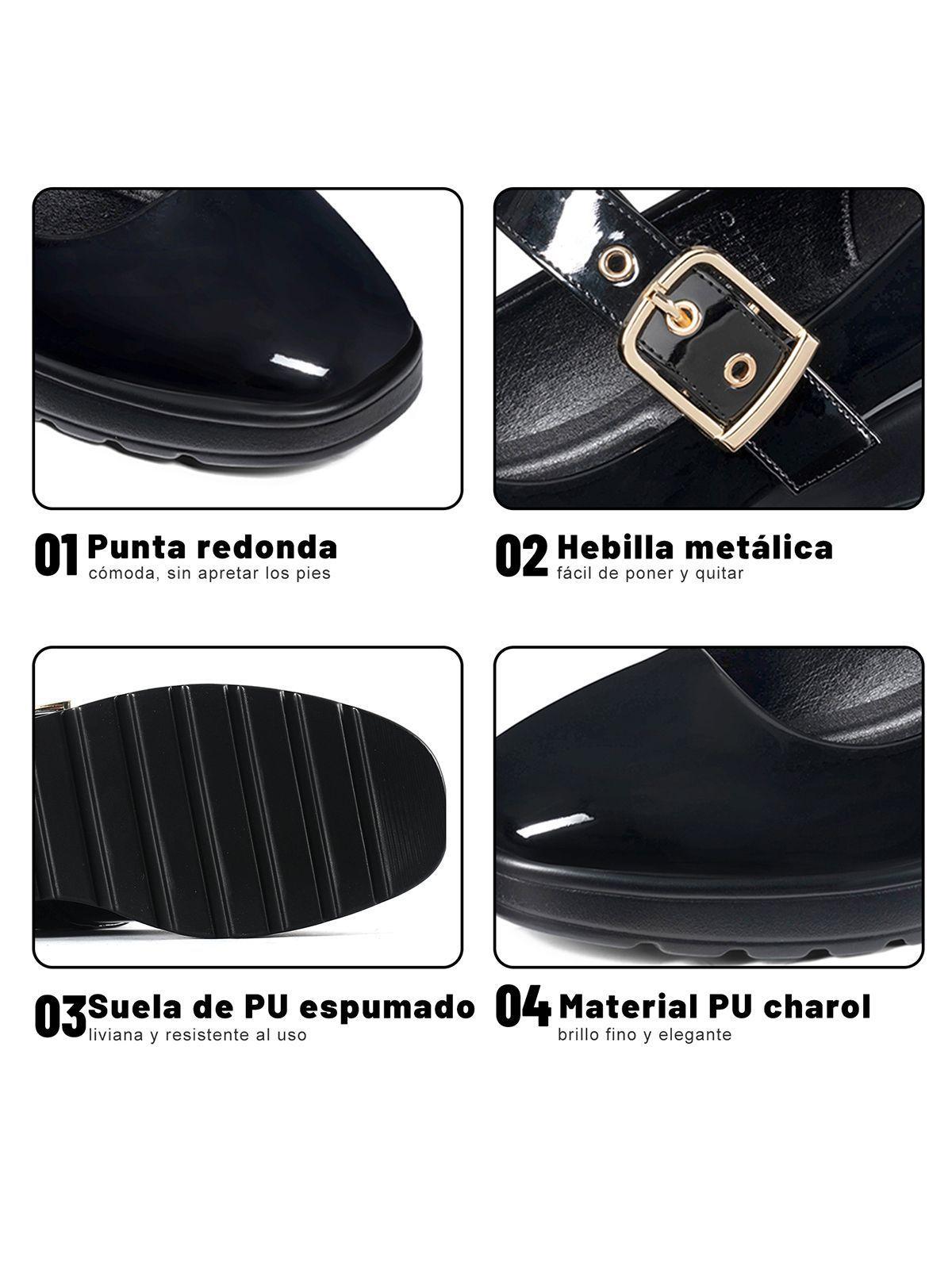 Zapatos Taco PU Acharolado Mujer Poggen Weide GH222-4