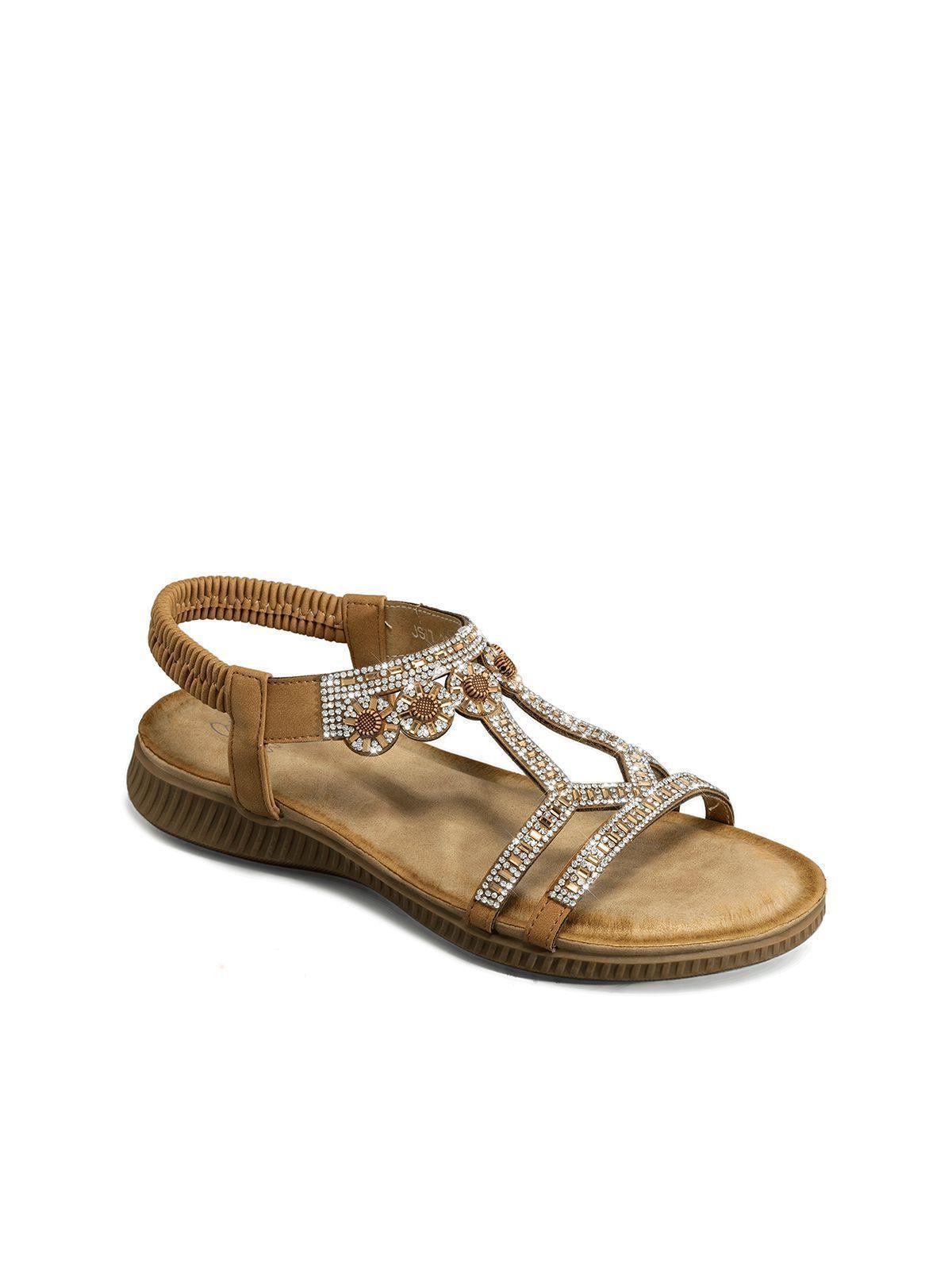 Sandalia Plana Comfort Pedrería Mujer  Weide Js77-4