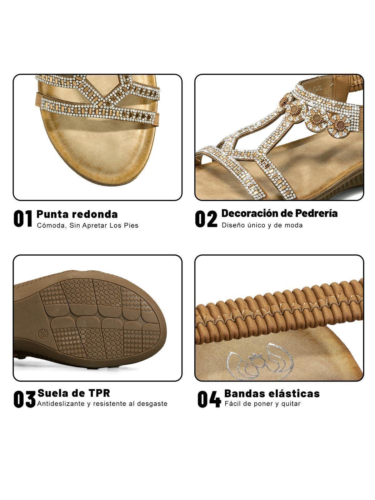 Sandalia Plana Comfort Pedrería Mujer  Weide Js77-6