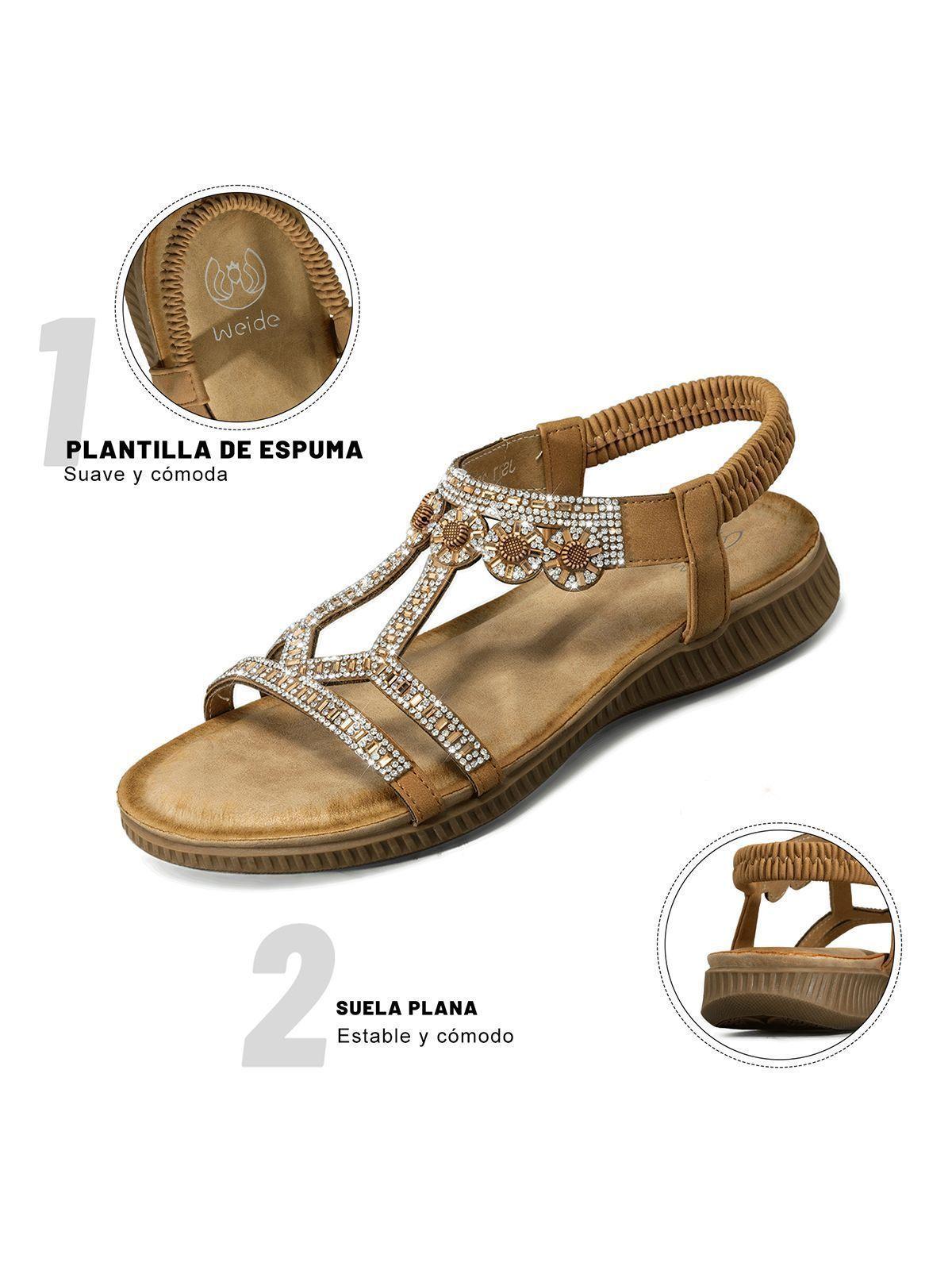 Sandalia Plana Comfort Pedrería Mujer  Weide Js77-7
