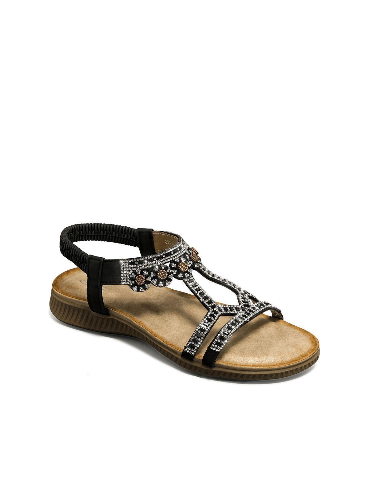 Sandalia Plana Comfort Pedrería Mujer  Weide Js77-0