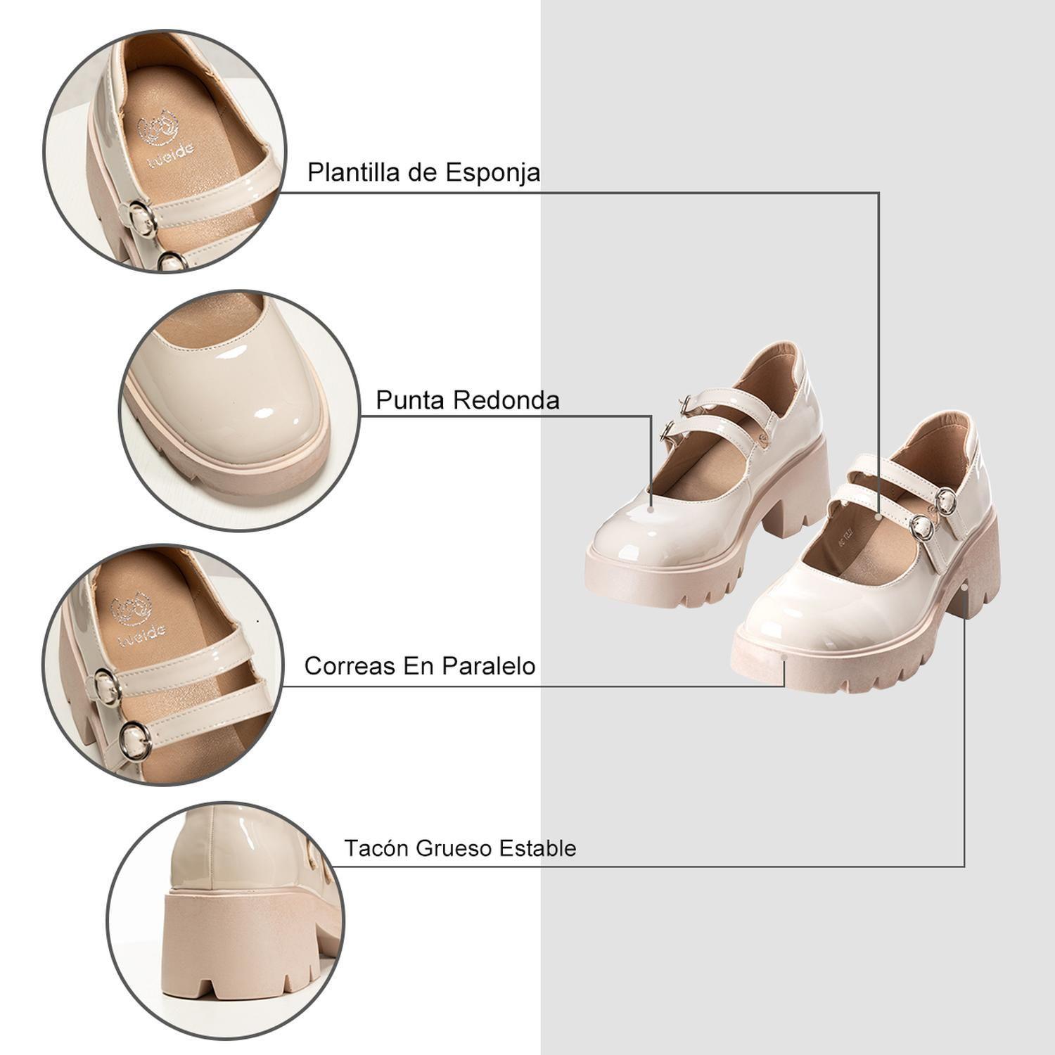 Zapatos Taco Mary Jane Beige Formal Mujer Weide YL57-6