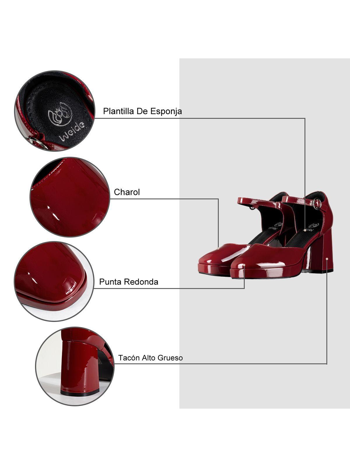 Zapato Mary Jane Tacones Elegante Charol Mujer Weide YL85-7