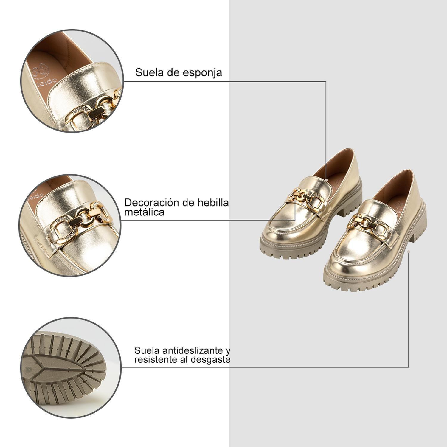 Zapato Taco  Casual Eco cuero Mujer Dorado Weide JN20-5