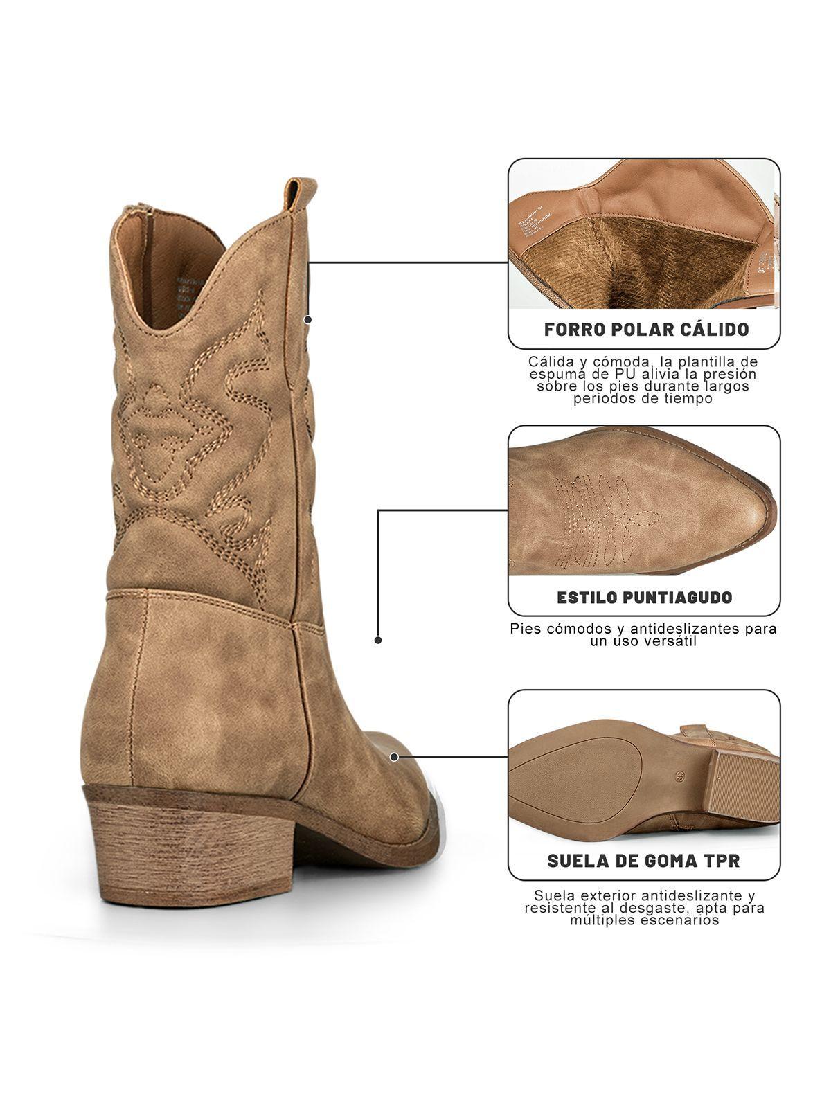 Botin Casual Mujer Moda Vintage Cowboy Bordado Weide QBM20-8