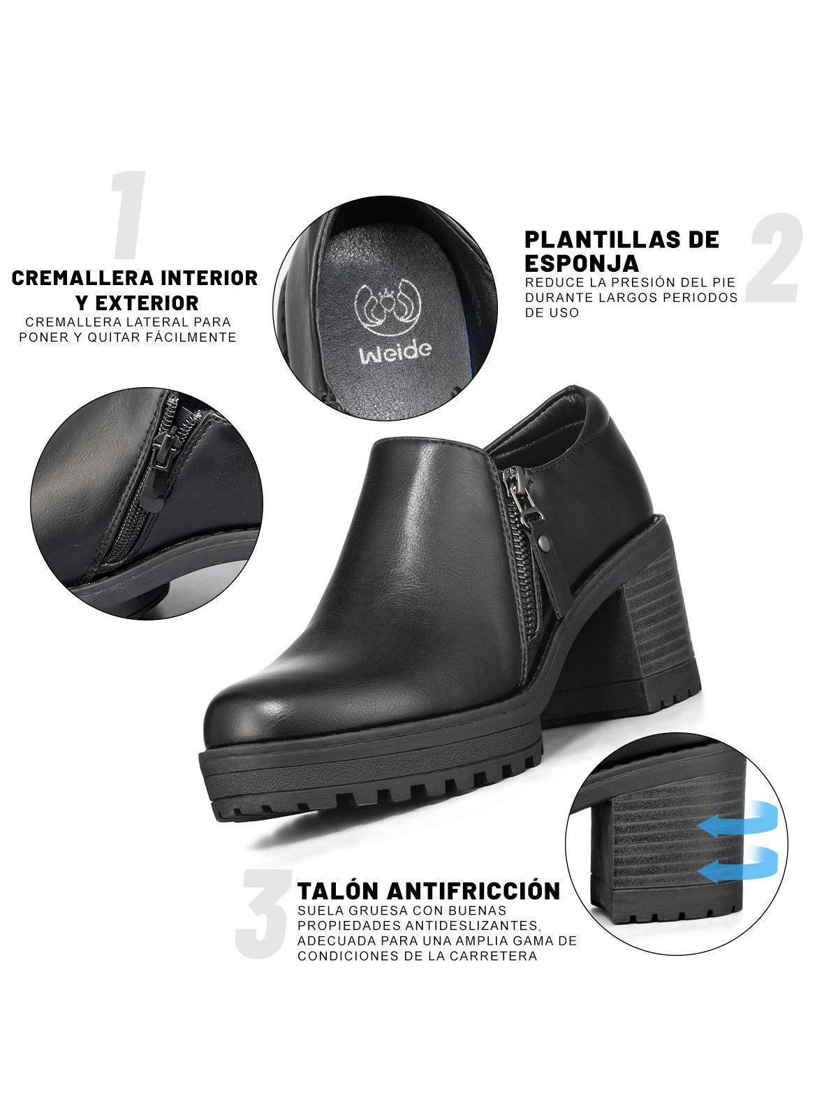 Botin Casual Mujer Negro Eco cuero Formal Weide QBM11-7