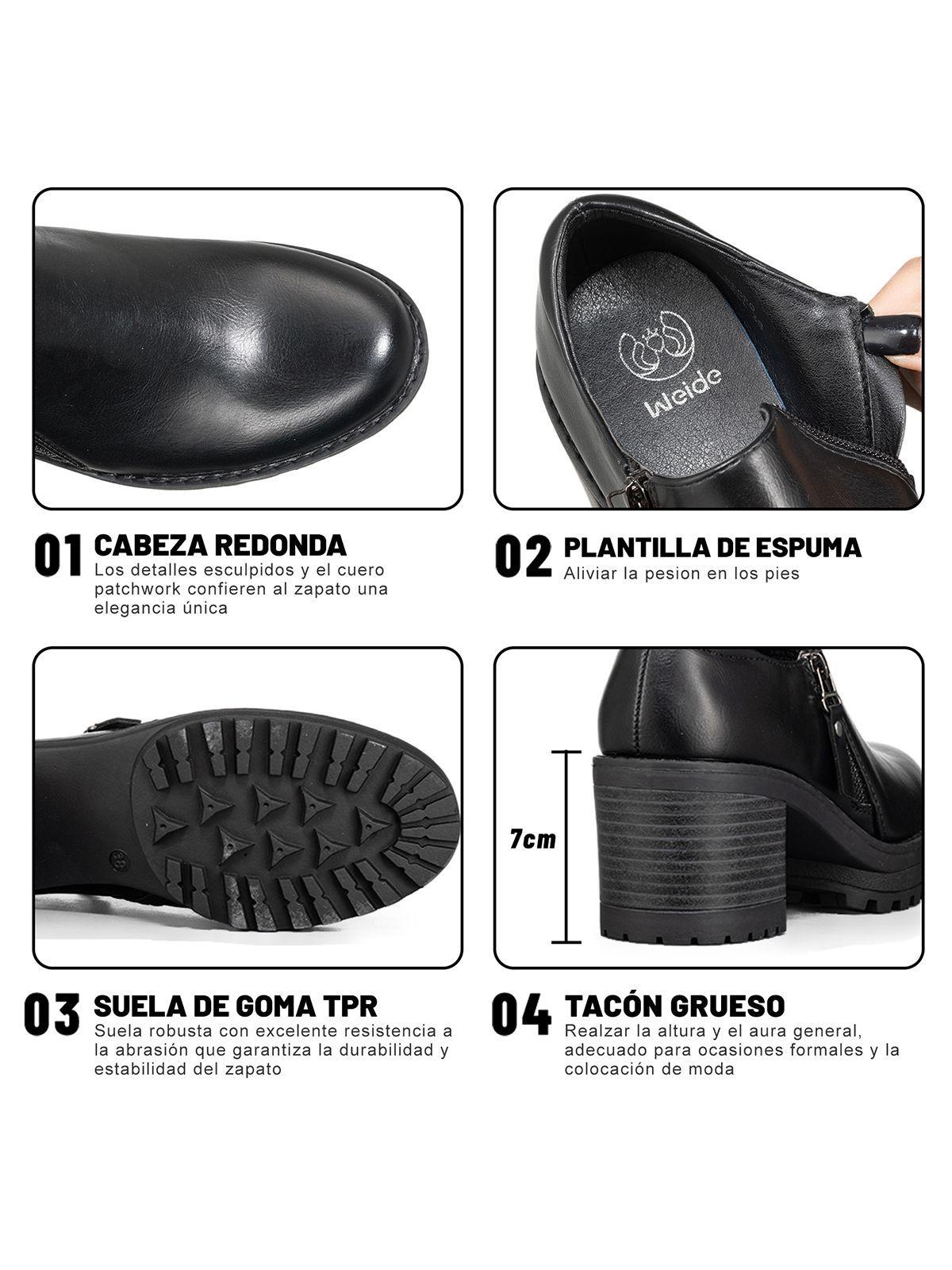 Botin Casual Mujer Negro Eco cuero Formal Weide QBM11-8