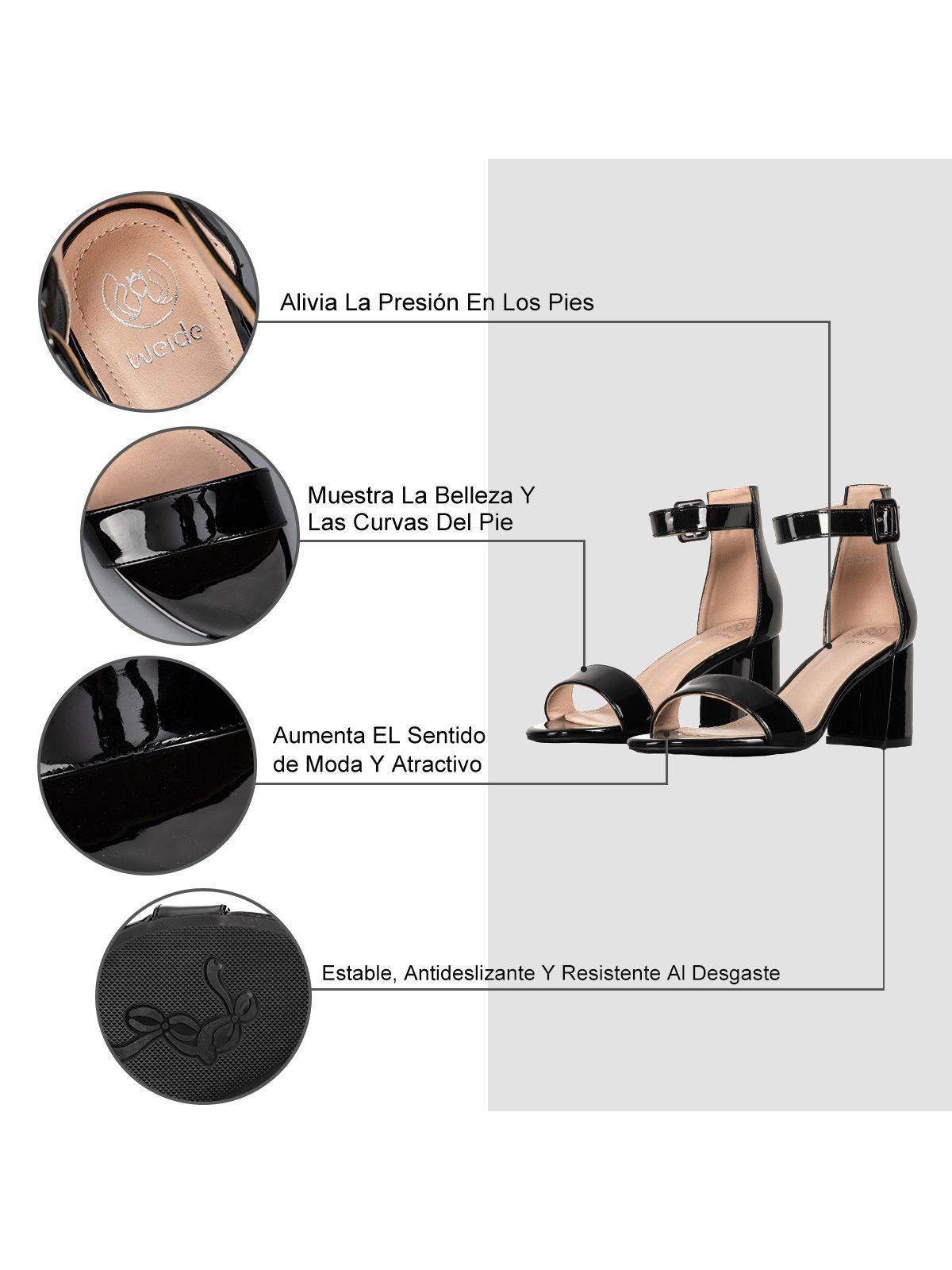 Sandalia Taco Alto Mujer Charol Fiesta Elegante Weide GHE19B-5