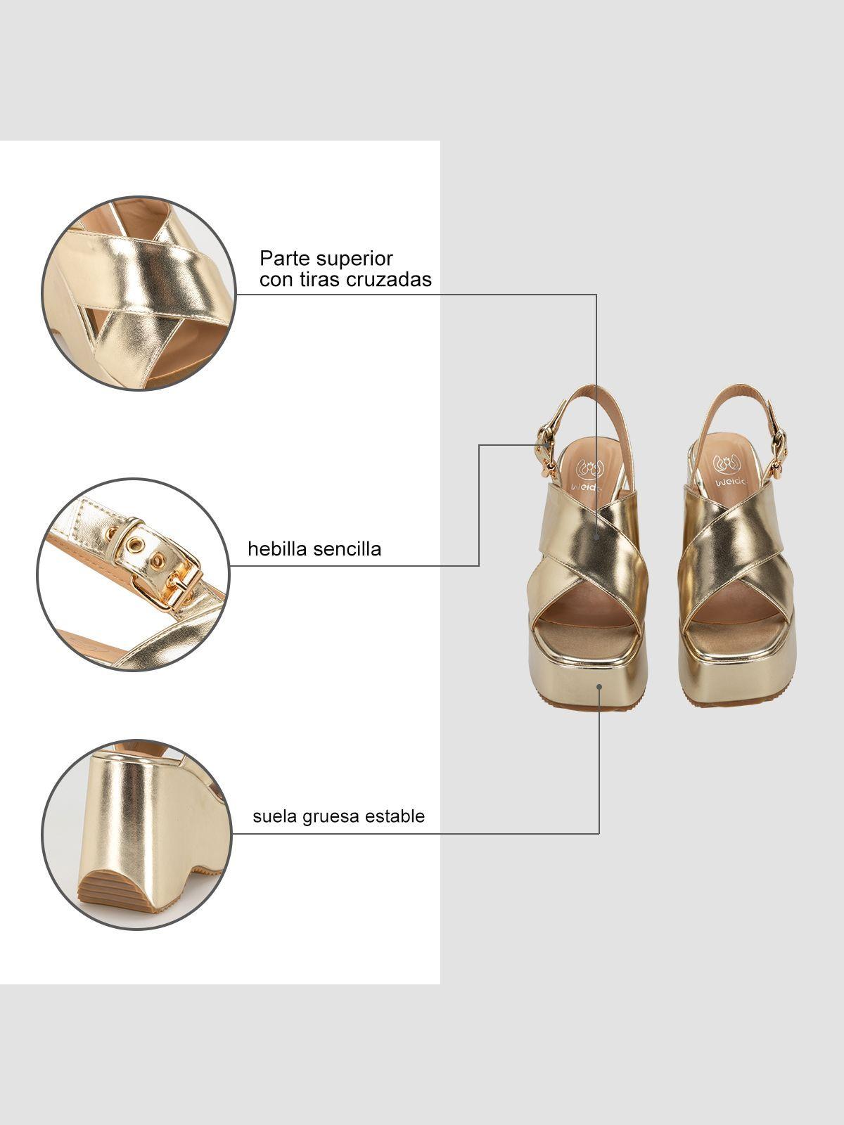 Sandalia Plataforma Dorado Fiesta LT106 Weide-5